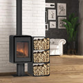 ETNA Kaminofen Domino mit Standfuß und Holzregal 3 Ebenen – 8,5 kW