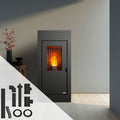 Raumluftunabhängiger Pelletofen Vulcano Silenzio + konzentrisches Abgasrohr-Set Anschluss hinten - 9,2 kW