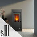 Set raumluftunabhängiger Pelletofen Vulcano Silenzio + Anschlussset Rauchrohranschluss hinten - 9,2 kW